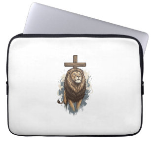 Christian Lion and Cross Vintage Laptop Sleeve