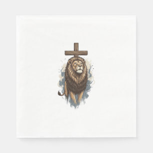 Christian Lion and Cross Vintage Napkin