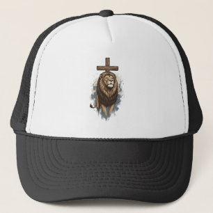 Christian Lion and Cross Vintage Trucker Hat