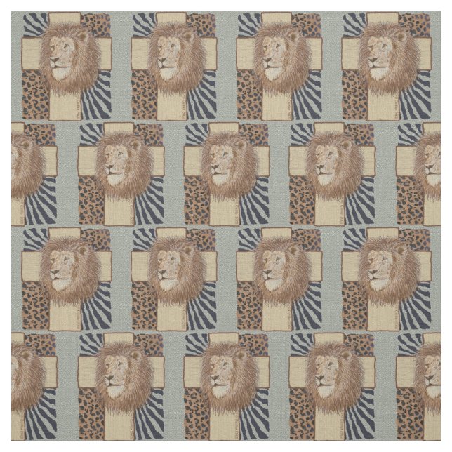 Christian Lion Cross Fabric (Swatch)