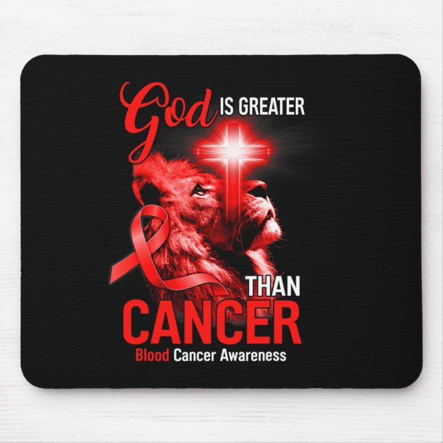 Christian Lion Cross God Is Greater Than Cancer Re Mouse Mat (Front)