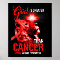 Christian Lion Cross God Is Greater Than Cancer Re