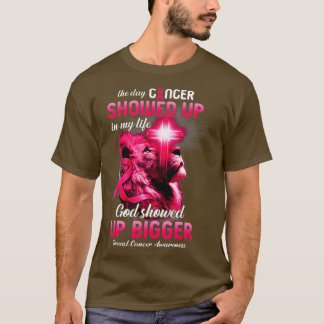 Christian Lion Cross Pink Ribbon Breast Cancer Awa T-Shirt
