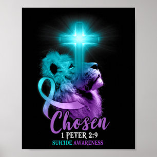 Christian Lion Cross Religious Bible Verse Suicide Poster