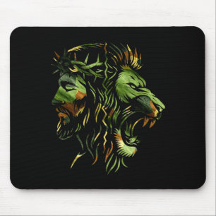 Christian Lion Jesus Crown Camo Faith Design Mouse Mat