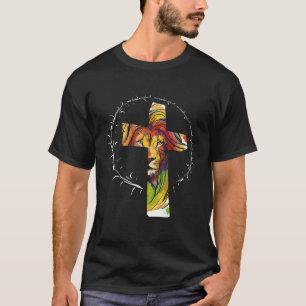 Christian Lion of Judah Cross of Thorns Gift for M T-Shirt
