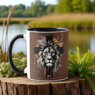 Christian - Lion with Cross, Man of Faith Mug