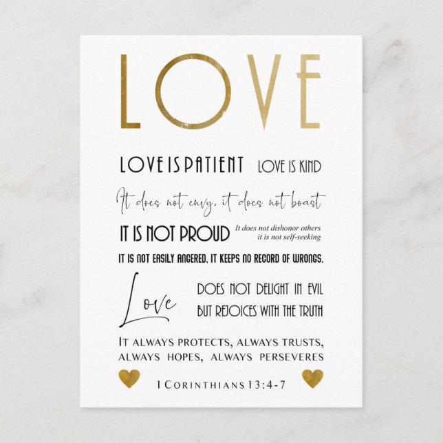 Christian Love Bible verse Typography Chic Postcard (Front)