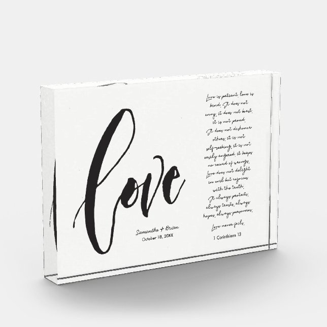 Christian Love is Patient Names Wedding date Photo Block (Left)