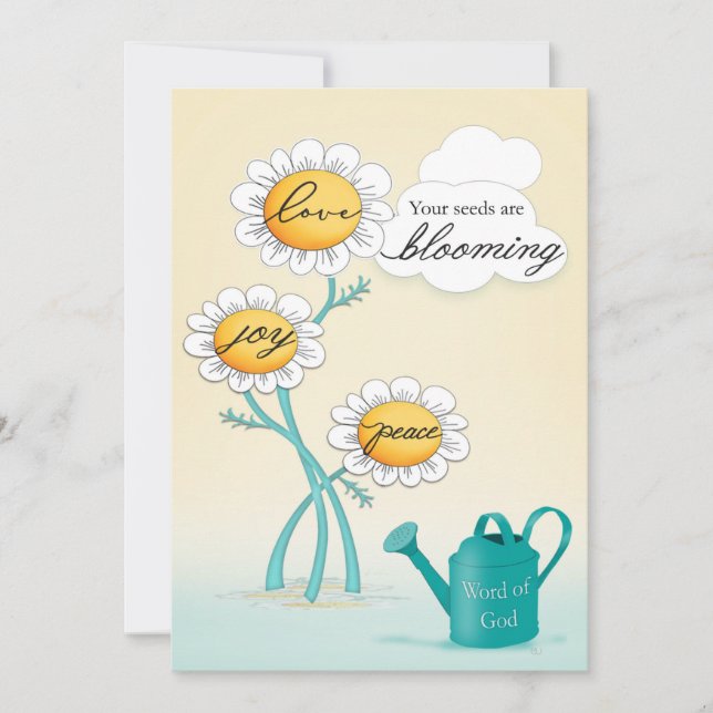 Christian Love Joy Peace Blooming Daisies Thank You Card (Front)