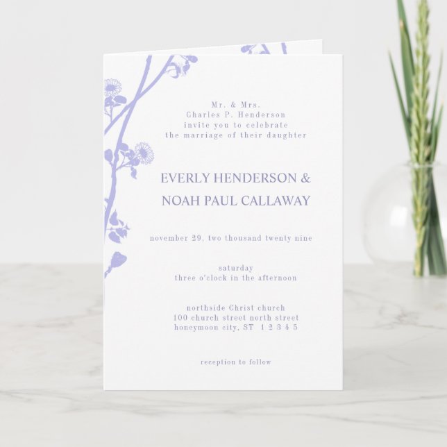 Christian Love Never Fails French Lavender Lilac  Invitation (Front)