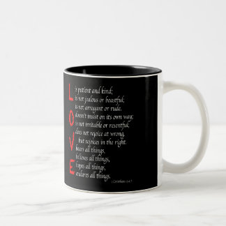 Christian LOVE Verses - Blood of Christ, black - Two-Tone Coffee Mug