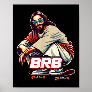 Christian Lover Funny Sport Skateboard Meme Basic  Poster