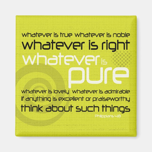 Christian magnet: Whatever is Pure Magnet (Front)