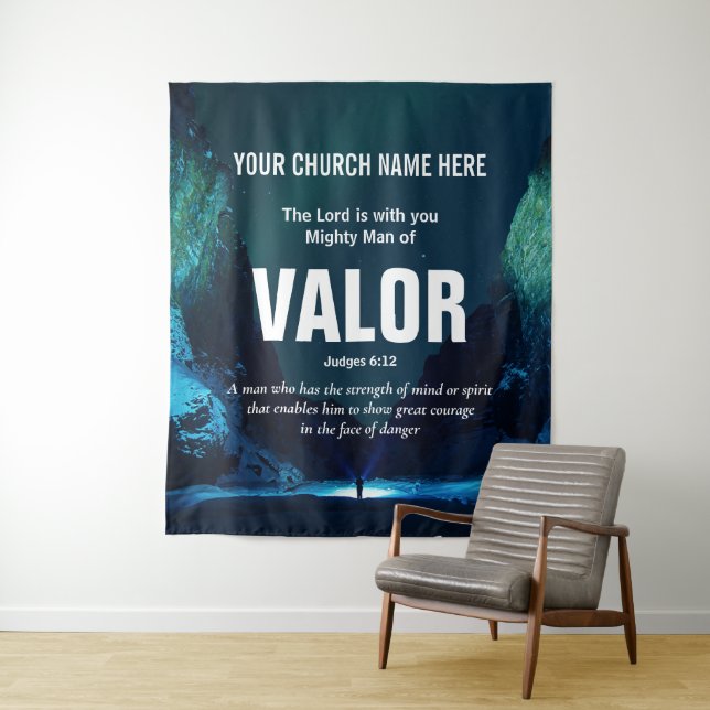 Christian MAN OF VALOR Church Wall Art Tapestry (In Situ)
