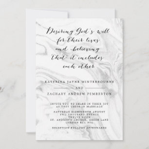 Christian Marble Elegant Script Wedding Invitation