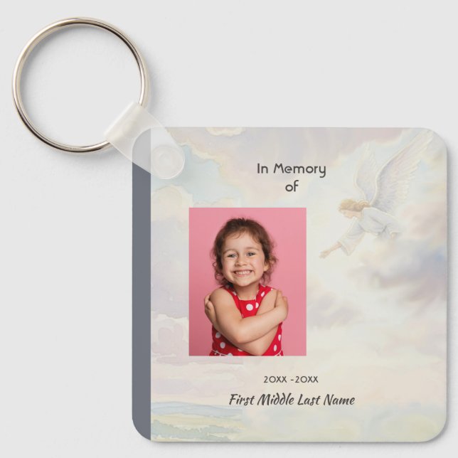 Christian Memorial Keepsake Angel Reaching  Key Ring (Front)