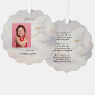 Christian Memorial Keepsake Angel Reaching Tree Decoration Card