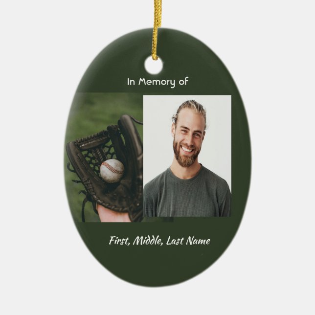 Christian Memorial Keepsake Baseball Game Player  Ceramic Tree Decoration (Front)