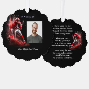 Christian Memorial Keepsake Baseball Softball Tree Decoration Card