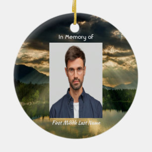 Christian Memorial Keepsake Beautiful Lake Beach Ceramic Tree Decoration