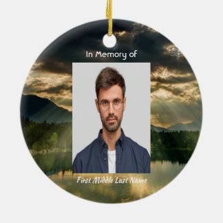 Christian Memorial Keepsake Beautiful Lake Beach Ceramic Tree Decoration