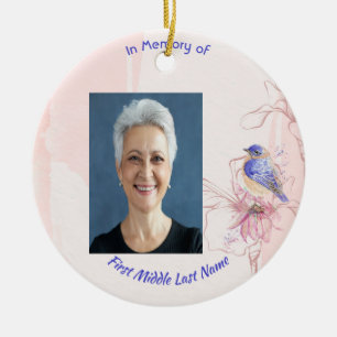 Christian Memorial Keepsake Bluebird Garden Ceramic Tree Decoration