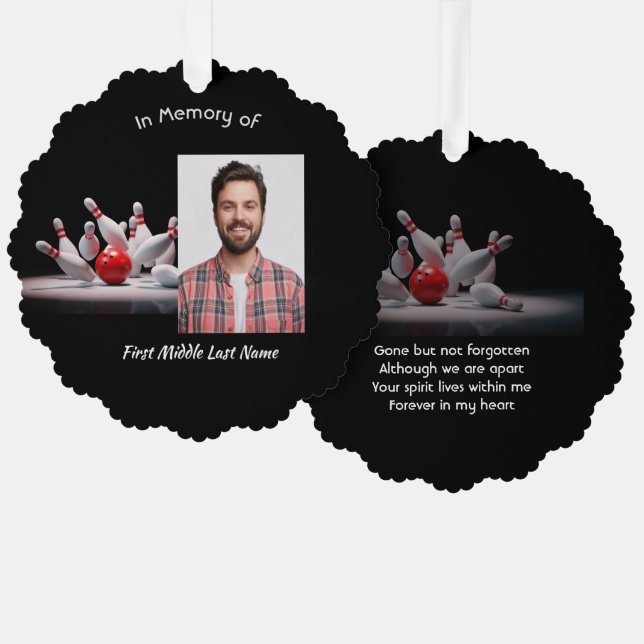 Christian Memorial Keepsake Bowling Bowler Tree Decoration Card (Front/Back)