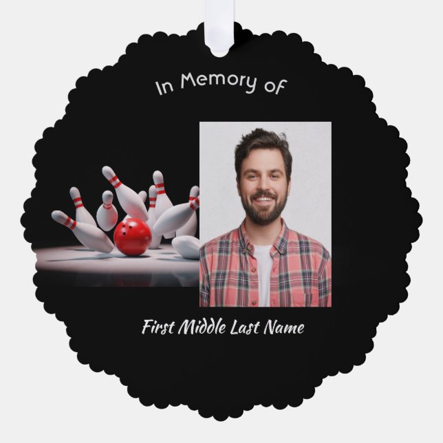 Christian Memorial Keepsake Bowling Bowler Tree Decoration Card (Front)