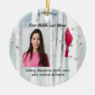 Christian Memorial Keepsake Cardinal Bird Ceramic Tree Decoration