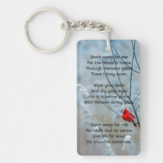 Christian Memorial  Keepsake Cardinal Red Bird  Key Ring