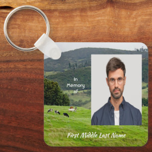 Christian Memorial Keepsake Cattle Farm Landscape Key Ring