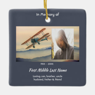 Christian Memorial Keepsake Clouds Biplane Sky Ceramic Ornament