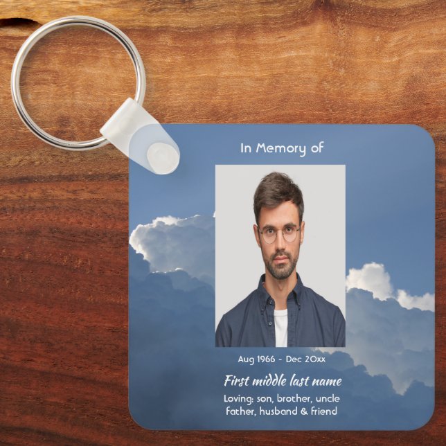 Christian Memorial Keepsake Clouds Sky Heavenly Key Ring (Front)