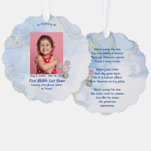 Christian Memorial Keepsake Cute Little Mouse  Tree Decoration Card