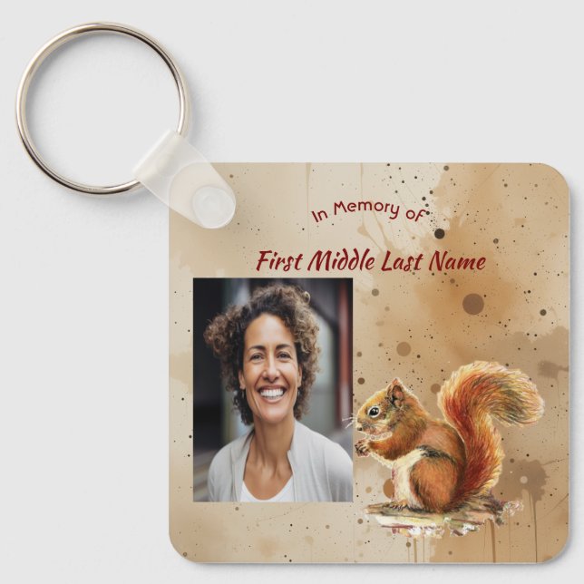 Christian Memorial Keepsake Cute Red Squirrel Key Ring (Front)
