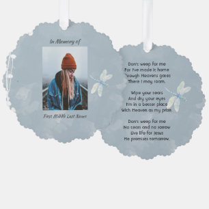 Christian Memorial Keepsake Dragonfly White Flower Tree Decoration Card