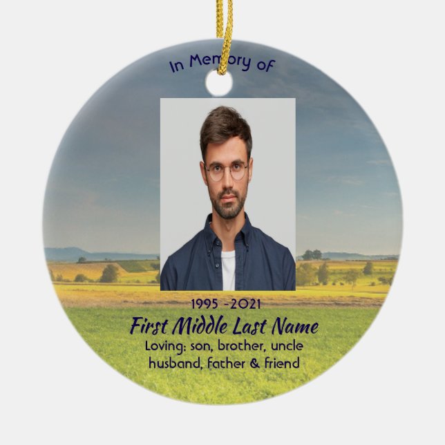 Christian Memorial Keepsake Farm Crop Prairie Ceramic Tree Decoration (Front)