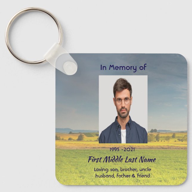 Christian Memorial Keepsake Farm Crop Prairie Key Ring (Front)