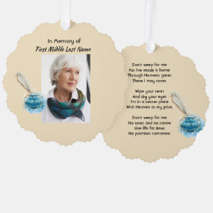 Christian Memorial Keepsake Feather Pen  Tree Decoration Card