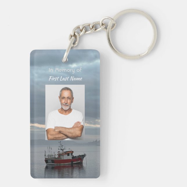 Christian Memorial Keepsake Fishing Boat Fisherman Key Ring (Back)