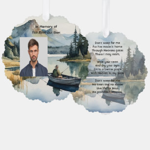 Christian Memorial Keepsake Fishing Lake in Boat Tree Decoration Card