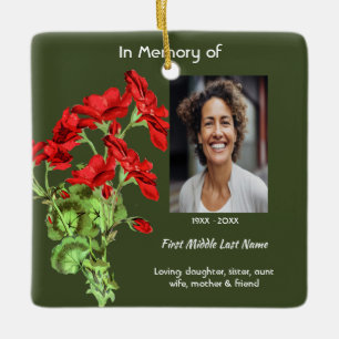 Christian Memorial Keepsake Geranium Flower Ceramic Ornament