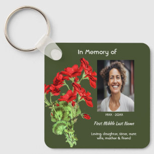 Christian Memorial Keepsake Geranium Flower Key Ring