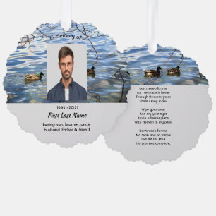 Christian Memorial Keepsake Lake Ducks Birds Tree Decoration Card