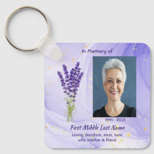 Christian Memorial Keepsake Lavender Garden Flower Key Ring