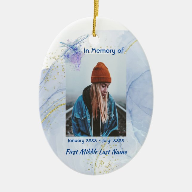 Christian Memorial Keepsake Memorial Dragonfly Ceramic Tree Decoration (Front)