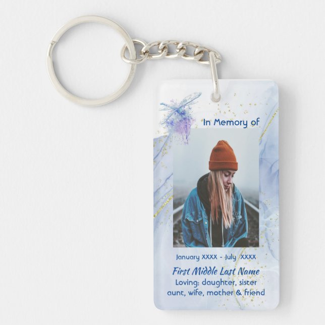 Christian Memorial Keepsake Memorial Dragonfly Key Ring (Front)