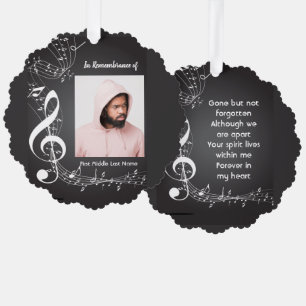 Christian Memorial Keepsake Music Notes  Tree Decoration Card