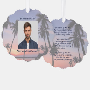 Christian Memorial Keepsake Ocean Tropical Beach Tree Decoration Card